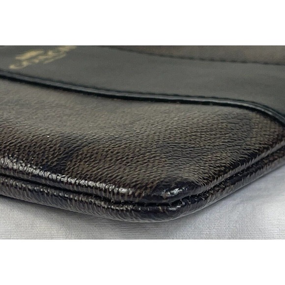 Coach Wallet Corner Zip Signature PVC Wristlet Two-Tone Dark Brown EUC Wallet - Picture 8 of 15